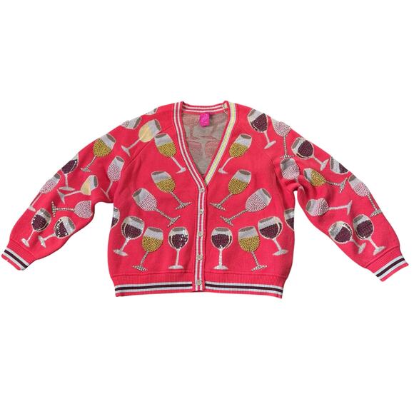 Queen of Sparkles Wine Glass Cardigan Sweater - Picture 2 of 13